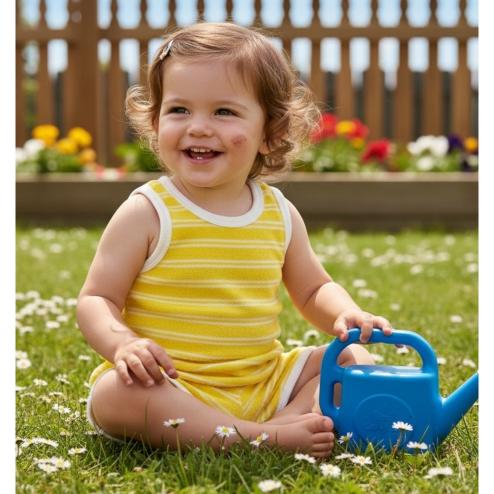 Baby Cat & Jack Terry Tank & Short set Yellow Striped Size 3-6 M